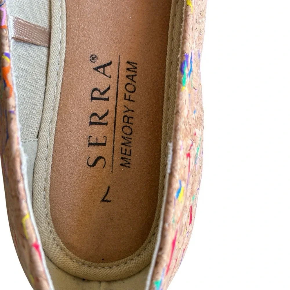Serra Cork Flats Womens Size 7 Pointed Toe Multicolor Speckled Slip On Casual